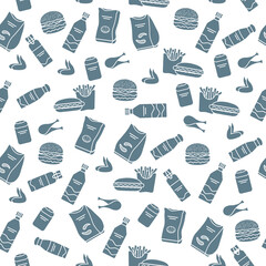 Seamless Pattern Fast Food Snack Picnic Unhealthy