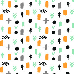 Abstract hand drawn pattern. Scandinavian style. Vector illustration. Perfect for textile.