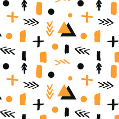 Abstract hand drawn pattern. Scandinavian style. Vector illustration. Perfect for textile.