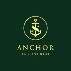 anchor logo vector modern simple circle shape with letter s combinations © sore.studios