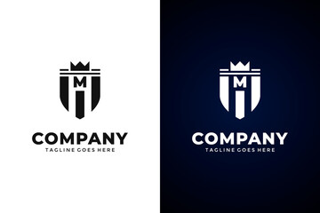 Modern Shield and letter m logo template.Vector shield emblem design. Shield logo design. - obrazy, fototapety, plakaty