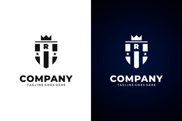 Modern Shield and letter R logo template.Vector shield emblem design. Shield logo design.