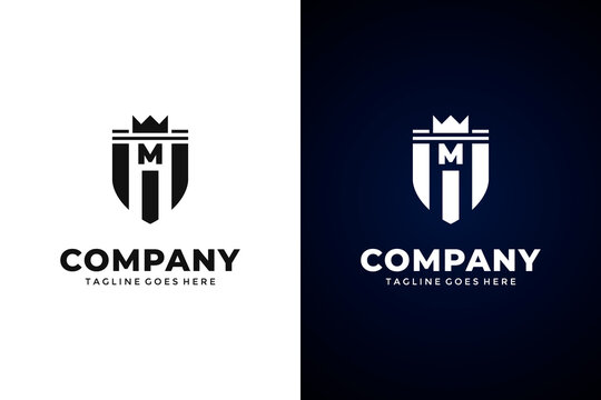 Modern Shield and letter m logo template.Vector shield emblem design. Shield logo design.