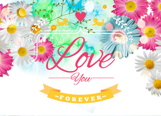I love you forever greeting card or banner with 