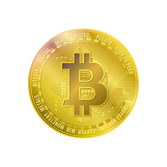 Bitcoin gold coin. Digital currency. Illustration on white background