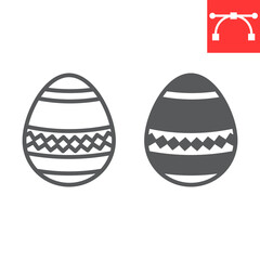 Easter egg line and glyph icon, Happy Easter and holiday, egg vector icon, vector graphics, editable stroke outline sign, eps 10.