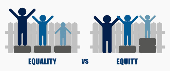 Equality and Equity Concept Illustration. Human Rights, Equal Opportunities and Respective Needs. Modern Design Vector Illustration