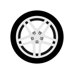 Obraz premium Car wheel. Wheel disk, tire. Colored vector illustration for automotive themes.