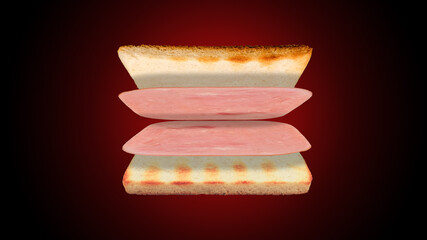 Ham sandwich red background