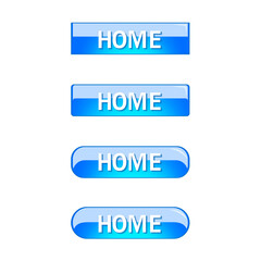 Home web button set aqua blue shining color vector illustration isolated on white background
