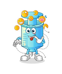 syringe laugh and mock character. cartoon mascot vector