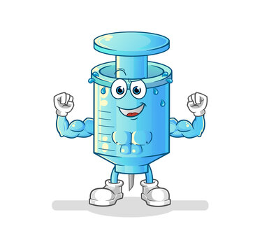 recommend clip art: syringe muscular cartoon. cartoon mascot vector