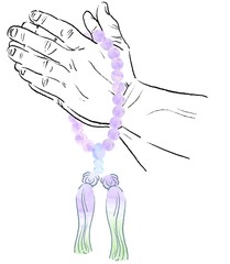 手　合掌　祈り　ジェスチャー　シニア　挨拶　願い　宗教　数珠