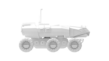 moon Mars space vehicle 3D rendering computer model isolated on white background © Sepia100