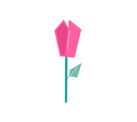 Vector stylized crystal flower tulip spring. Geometry illustration polygonal art. Geometric decorative summer floral image for greeting Valentine card or poster, holiday banner