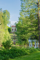 Beautiful view of Mustion Linna park in spring, Finland
