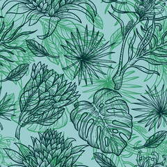 flower pattern leaves hand draw vintage design