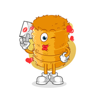 recommend clip art: straw roll hold love letter illustration. character vector