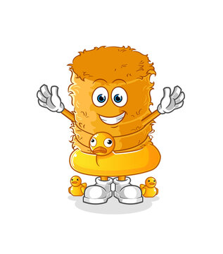 recommend clip art: straw roll with duck buoy cartoon. cartoon mascot vector