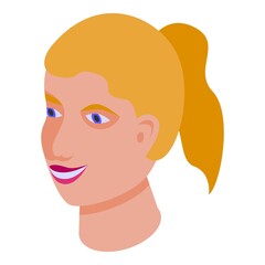 Happy smiling girl icon. Isometric of happy smiling girl vector icon for web design isolated on white background
