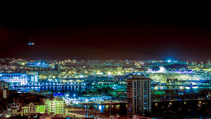 Panoramic of Las Palmas city in the night