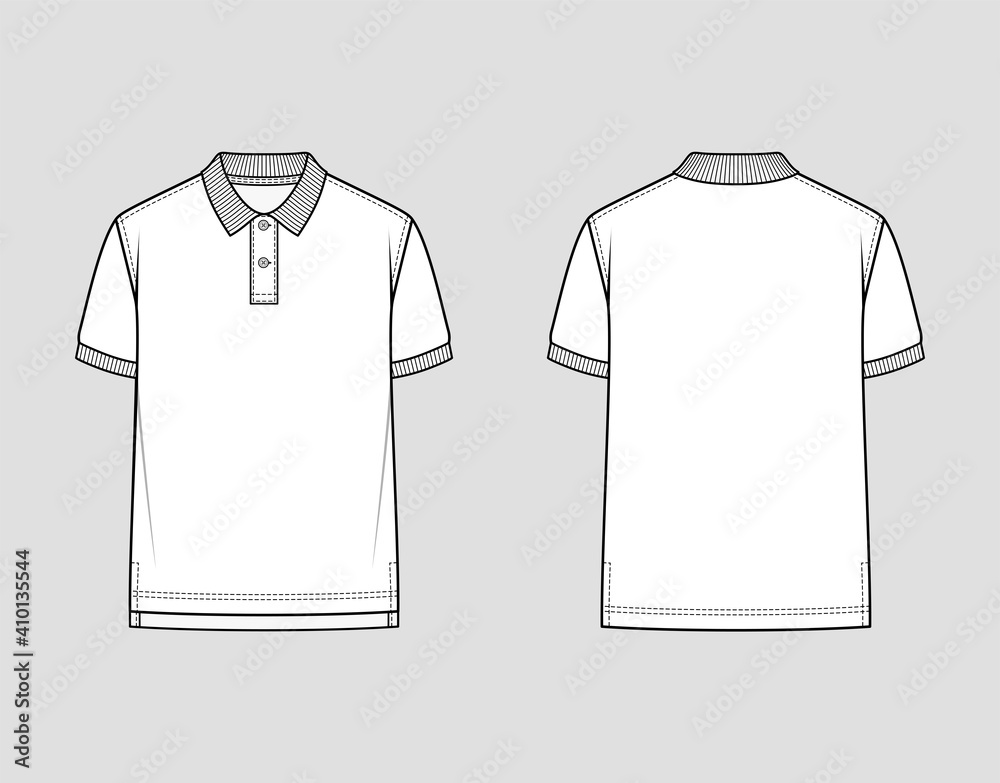 Wall mural polo shirt with ribbed collar and armbands. classic fit. vector illustration. flat technical drawing - Wall murals