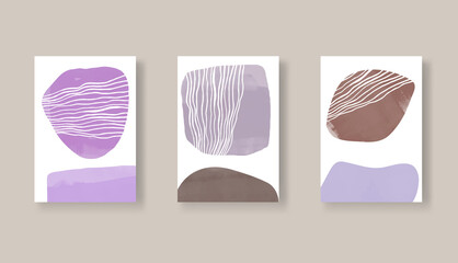 Modern color abstract art background set. Minimalist shape template collection.
