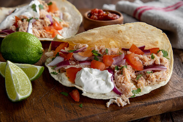Taco With Chicken, Tomato, Onion and Sour Cream