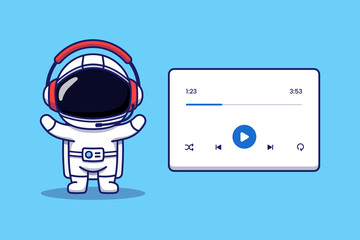 Cute astronaut with music player interface