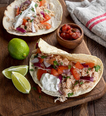 Taco With Chicken, Tomato, Onion and Sour Cream