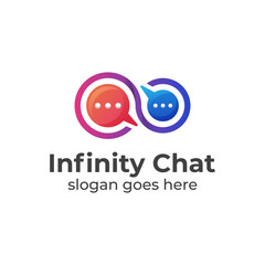 colorful logo design of infinity bubble chat conversation symbol or icon illustration