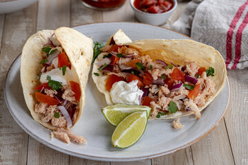 Taco With Chicken, Tomato, Onion and Sour Cream