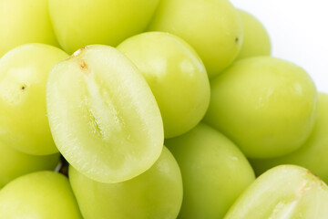 Beautiful a bunch of Shine Muscat green grape isolated on white background.