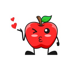 vector illustration of cute apple fruit valentine or character kiss love. cute apple fruit Concept White Isolated. Flat Cartoon Style Suitable for Landing Page, Banner, Flyer, Sticker.