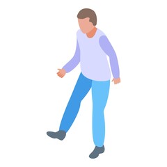 Boy playing soccer icon. Isometric of boy playing soccer vector icon for web design isolated on white background