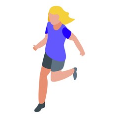 Fototapeta na wymiar Girl active football player icon. Isometric of girl active football player vector icon for web design isolated on white background