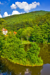 Floating island on the lake Smetes, Serbia