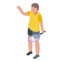 Kid playing tennis icon. Isometric of kid playing tennis vector icon for web design isolated on white background