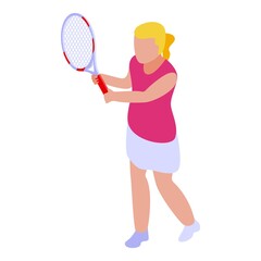 Fototapeta na wymiar Girl playing tennis icon. Isometric of girl playing tennis vector icon for web design isolated on white background