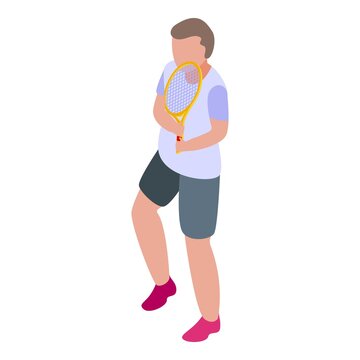School tennis player icon. Isometric of school tennis player vector icon for web design isolated on white background