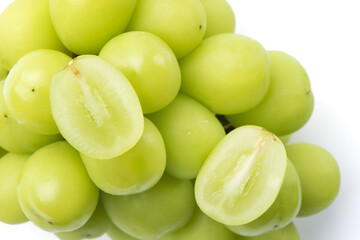 Beautiful a bunch of Shine Muscat green grape isolated on white background.