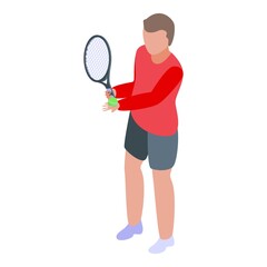 Obraz na płótnie Canvas Male tennis player icon. Isometric of male tennis player vector icon for web design isolated on white background