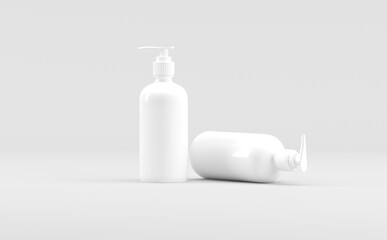 White Plastic Soap Dispenser Pump Bottle Shampoo Mockup 3D Illustration