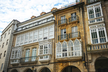 Edificios en la Plaza Mayor - Praza Maior de Ourense Orense, Galicia, España