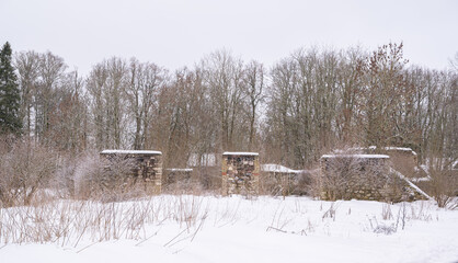 ruins in the snow