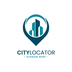 City locator logo design template. Creative gps map point location symbol concept.