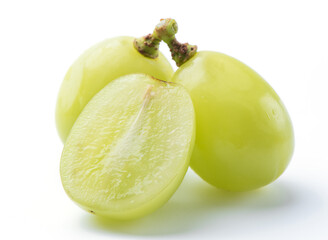 Beautiful a bunch of Shine Muscat green grape isolated on white background.