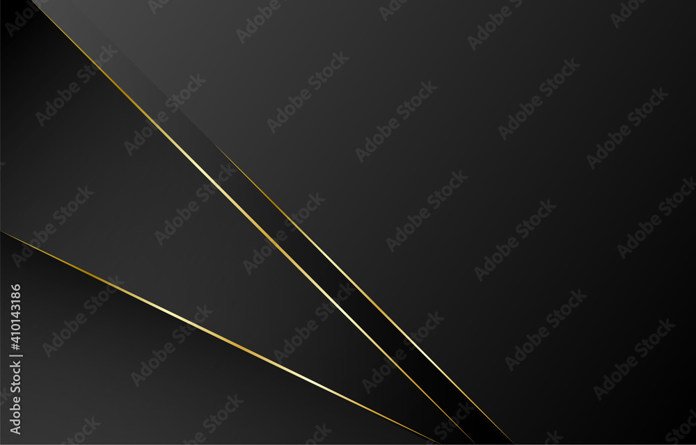 Wall mural black traingle abstract background lines tech geometric modern dynamic shape with gold light vector.