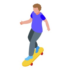 Fototapeta na wymiar Kid skateboarding icon. Isometric of kid skateboarding vector icon for web design isolated on white background