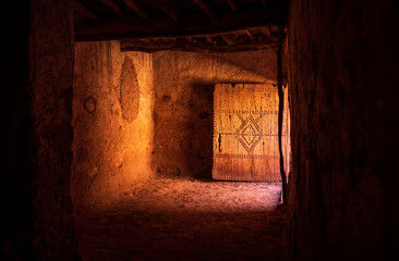 old door in the dark cellar